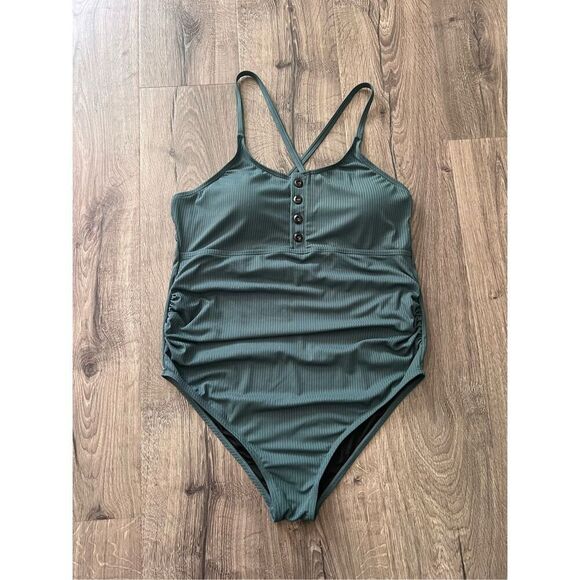 Summer Mae Ribbed One Piece Swimsuits for Women Button up  Tummy Control size XL - Picture 3 of 9